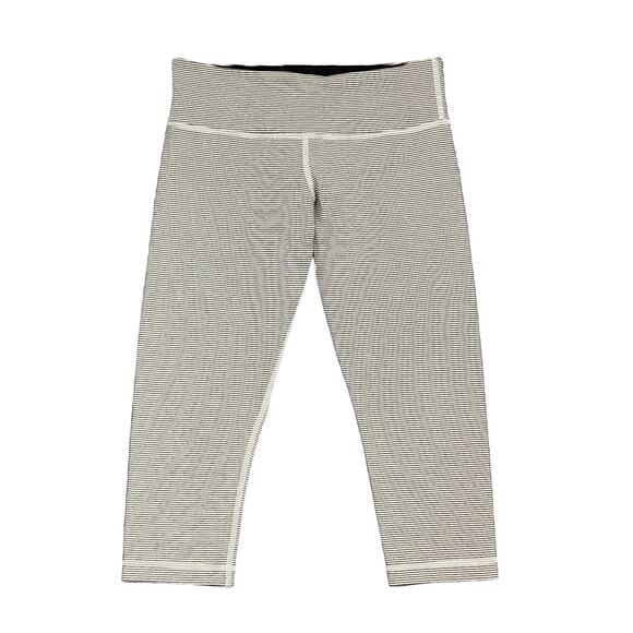 Lululemon Cropped Leggings Slate Gray/Black and White Stripes Size 8 - Picture 1 of 8